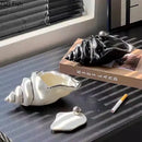 DecorBites™ Conch Ashtray: Silver Plated Desk Decoration & Windproof Ceramic Smoking Accessory