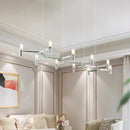 DecorBites™ Contemporary 10-Head Ceiling Pendant with Aluminum Alloy Shade - Black, White, Chrome, or Gold Tube Hanging Light for Island