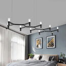 DecorBites™ Contemporary 10-Head Ceiling Pendant with Aluminum Alloy Shade - Black, White, Chrome, or Gold Tube Hanging Light for Island