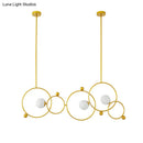 DecorBites™ Contemporary 3-Light Gold Glass Ring Island Pendant With Adjustable Rods