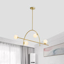 DecorBites™ Contemporary 4-Light Gold Sphere Chandelier with Cream Glass Shade - Warm/White Lighting