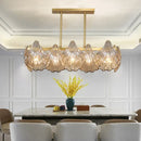 DecorBites™ Contemporary Amber Crystal Pendant Light with Brass Island Lighting - 8 Lights, Linear Metal Arm