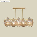 DecorBites™ Contemporary Amber Crystal Pendant Light with Brass Island Lighting - 8 Lights, Linear Metal Arm