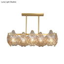DecorBites™ Contemporary Amber Crystal Pendant Light with Brass Island Lighting - 8 Lights, Linear Metal Arm