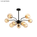 DecorBites™ Contemporary Amber Glass Chandelier - 10-Bulb Sphere Pendant Ceiling Light in Black for Living Room