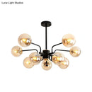 DecorBites™ Contemporary Amber Glass Chandelier - 10-Bulb Sphere Pendant Ceiling Light in Black for Living Room