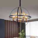 Industrial amber glass pendant chandelier – dining room brass light