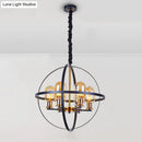 Industrial amber glass pendant chandelier – dining room brass light