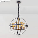 Industrial amber glass pendant chandelier – dining room brass light