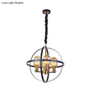 Industrial amber glass pendant chandelier – dining room brass light