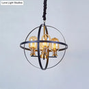 Industrial amber glass pendant chandelier – dining room brass light