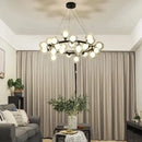 DecorBites™ Contemporary Black and Gold Chandelier - White Glass Ball