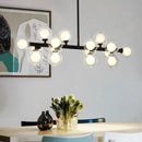DecorBites™ Contemporary Black and Gold Chandelier - White Glass Ball