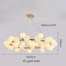 DecorBites™ Contemporary Black and Gold Chandelier - White Glass Ball