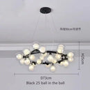 DecorBites™ Contemporary Black and Gold Chandelier - White Glass Ball