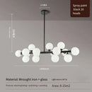 DecorBites™ Contemporary Black and Gold Chandelier - White Glass Ball