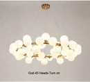 DecorBites™ Contemporary Black and Gold Chandelier - White Glass Ball