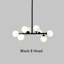 DecorBites™ Contemporary Black and Gold Chandelier - White Glass Ball