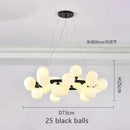 DecorBites™ Contemporary Black and Gold Chandelier - White Glass Ball