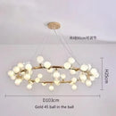 DecorBites™ Contemporary Black and Gold Chandelier - White Glass Ball