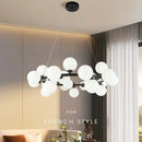 DecorBites™ Contemporary Black and Gold Chandelier - White Glass Ball