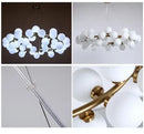 DecorBites™ Contemporary Black and Gold Chandelier - White Glass Ball