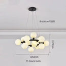 DecorBites™ Contemporary Black and Gold Chandelier - White Glass Ball