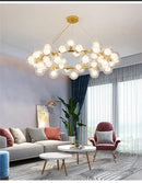 DecorBites™ Contemporary Black and Gold Chandelier - White Glass Ball