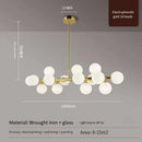 DecorBites™ Contemporary Black and Gold Chandelier - White Glass Ball