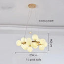 DecorBites™ Contemporary Black and Gold Chandelier - White Glass Ball