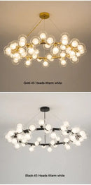 DecorBites™ Contemporary Black and Gold Chandelier - White Glass Ball