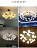DecorBites™ Contemporary Black and Gold Chandelier - White Glass Ball