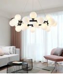 DecorBites™ Contemporary Black and Gold Chandelier - White Glass Ball