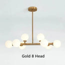 DecorBites™ Contemporary Black and Gold Chandelier - White Glass Ball
