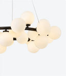 DecorBites™ Contemporary Black and Gold Chandelier - White Glass Ball