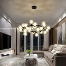 DecorBites™ Contemporary Black and Gold Chandelier - White Glass Ball