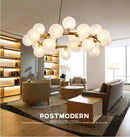 DecorBites™ Contemporary Black and Gold Chandelier - White Glass Ball