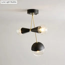 DecorBites™ Contemporary Black Ball and Hourglass Semi Flush Mount Ceiling Light with 3 Bulbs – Clear Glass
