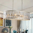 DecorBites™ Contemporary Black/Gold Crystal Pendant Light with 6 Prisms - Elliptical Dining Room Island Chandelier