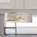 DecorBites™ Contemporary Black/Gold Crystal Pendant Light with 6 Prisms - Elliptical Dining Room Island Chandelier