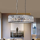 DecorBites™ Contemporary Black/Gold Crystal Pendant Light with 6 Prisms - Elliptical Dining Room Island Chandelier