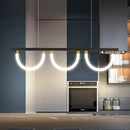DecorBites™ Contemporary Black/Gold Kitchen Island Lamp - Acrylic Semicircle Design (3 Lights)