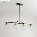 DecorBites™ Contemporary Black Hanging Chandelier with Clear/Prismatic Glass, 3/4 Bulbs - Modern Pendant Light Kit for Dining Hall