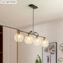 DecorBites™ Contemporary Black Hanging Chandelier with Clear/Prismatic Glass, 3/4 Bulbs - Modern Pendant Light Kit for Dining Hall