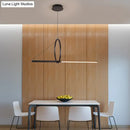 DecorBites™ Contemporary Black LED Ceiling Light with Metal Ring and Linear Island Design for Dining Room