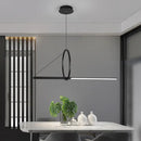 DecorBites™ Contemporary Black LED Ceiling Light with Metal Ring and Linear Island Design for Dining Room