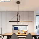 DecorBites™ Contemporary Black LED Ceiling Light with Metal Ring and Linear Island Design for Dining Room