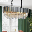 DecorBites™ Contemporary Black Prismatic Crystal Oval Island Pendant Light Fixture for Dining Room