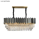 DecorBites™ Contemporary Black Prismatic Crystal Oval Island Pendant Light Fixture for Dining Room