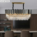 DecorBites™ Contemporary Black Prismatic Crystal Oval Island Pendant Light Fixture for Dining Room